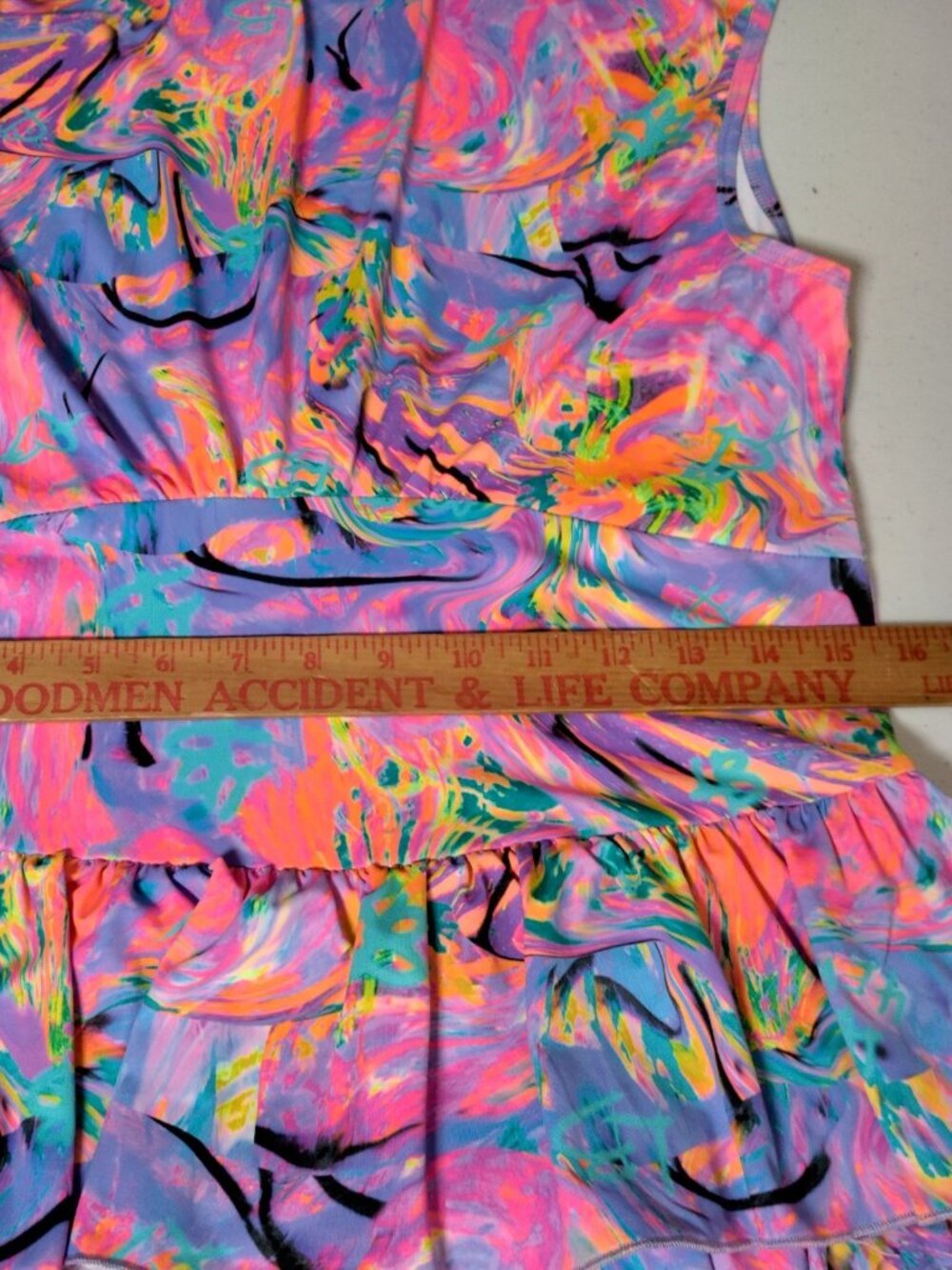 Lisa Blue Call Of The Whale Dress AUS UK 14 US 10 Beach Ruffle Psychedelic Swirl - Picture 4 of 16